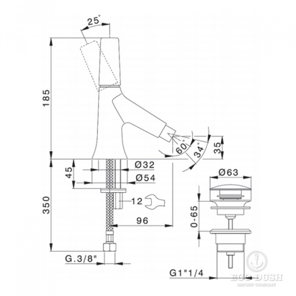 CISAL Vita Смеситель однорычажный для биде 1 отверстие с донным клапаном, цвет: хром