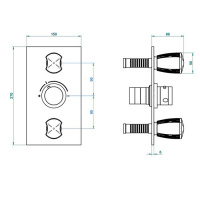 THG Infini white porcelain with platinum decor Смеситель для душа встраиваемый, термостатический, с 2 запорными вентилями, внешняя часть, цвет хром