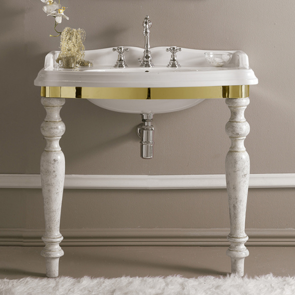 3SC Consolle Консоль Firenze 90х56хh97см, с раковиной LA02 и сифоном, цвет: золото 24к. Lucido