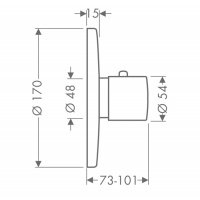 Axor Uno Встраиваемый термостат для ванны, 1 потреб, внешняя часть, цвет: хром