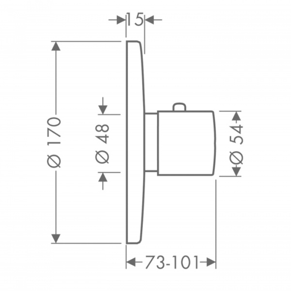 Axor Uno Встраиваемый термостат для ванны, 1 потреб, внешняя часть, цвет: хром