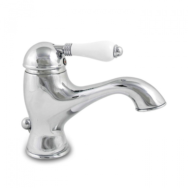 Nicolazzi P.m. Blanc Смеситель для раковины однорычажный, с донным клапаном, ручки белая керамика, цвет: хром