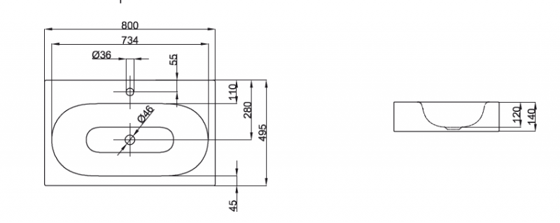 Bette Comodo Раковина 80х49.5х12 см, 1 отв., цвет: белый