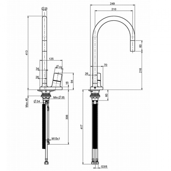Carlo Frattini Kitchen Fluid Смеситель для кухни, цвет: хром