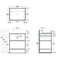Simas Agile Структура металлическая 61x46xh72см, напольная, для раковины с 1 отв., AG61, с 2 полками, цвет: черный матовый