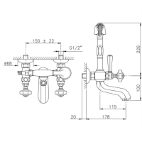 Nicolazzi Teide Смеситель для ванны/душа на 2 отверствия, ручки Crystal handle, цвет: хром