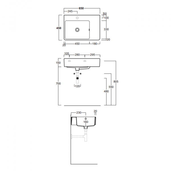 SIMAS Top e lavabi d'arredo Раковина 65х45 см, 1 отв., цвет: белый