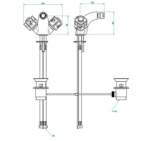THG CAPUCINE VERT DECOR PLATINE Смеситель для биде на 1 отверстие, с донным клапаном, декор платина/зеленый, цвет: хром