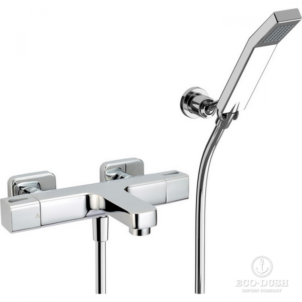 CISAL Cherie Смеситель термостатический настенный для ванны/душа с ручной лейкой,держателем и шлангом, цвет: хром