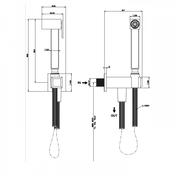 Gessi Eleganza Гигиенический душ, цвет: золото