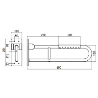 EMCO System2 Поручень складной, с черный вставкой, 600мм, подвесной, цвет: хром