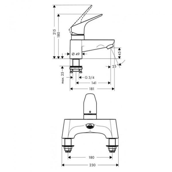 Hansgrohe Focus Смеситель на край ванны на 2 отверстия