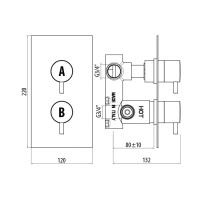 GATTONI FLAT Termostatici смеситель для душа 2 рычага на 2 выхода, цвет хром