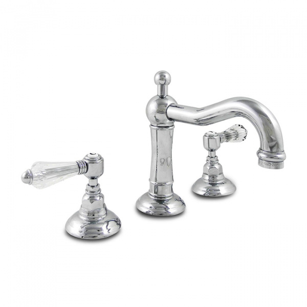 Nicolazzi Cristallo Liberty Смеситель для раковины на 3 отверстия, с донным клапаном, излив: 165 мм, цвет: хром