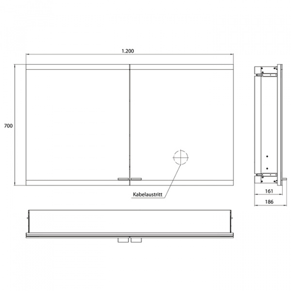 EMCO Evo Зеркальный шкаф 120xh70см с подсветкой, встраиваемый, 2 двери, 2 полки, розетка, цвет: алюминий