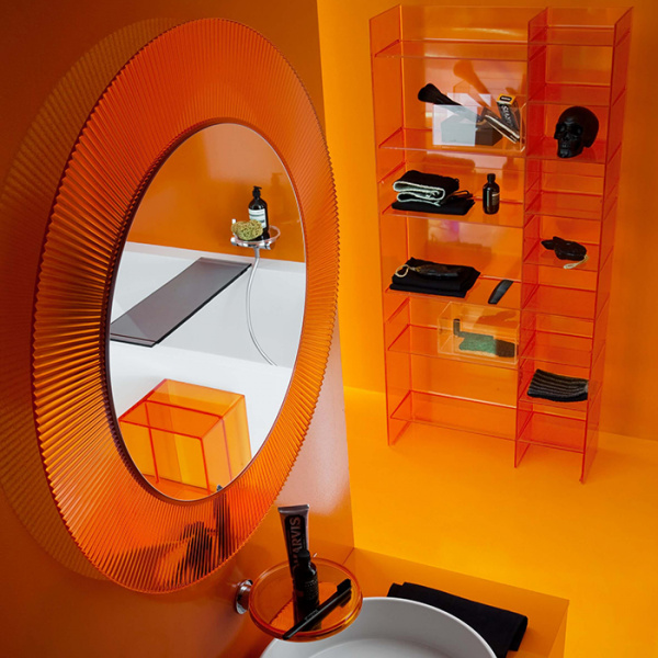 Laufen Kartell Зеркало круглое d=78см, настенное, со скрытой подсветкой, цвет: оранжевый