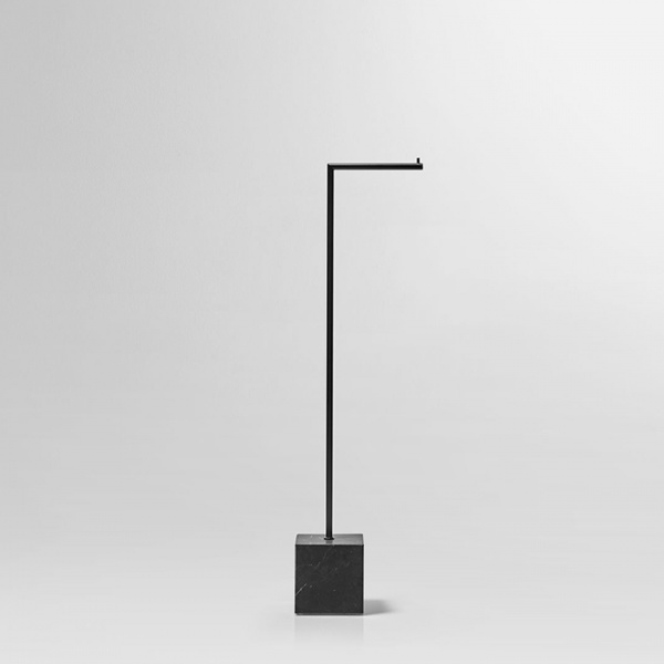 Antonio Lupi Bivio Держатель туалетной бумаги напольный 65см., база из мрамора Nero Marquinia satinato, структура Nero goffrato