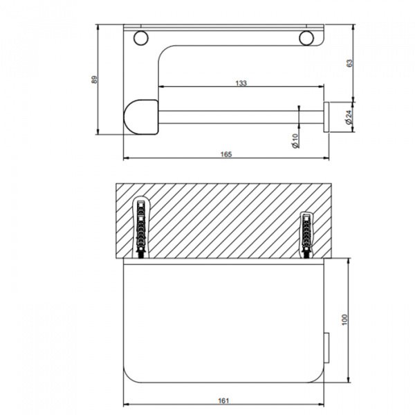Gessi Rilievo Держатель туалетной бумаги с крышкой, подвесной, цвет: nero XL