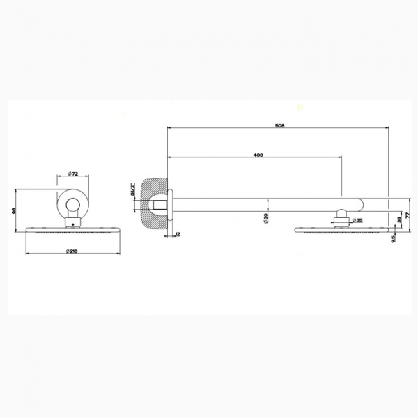 Gessi Goccia Верхний душ для настенного крепления Ø216мм, цвет: хром