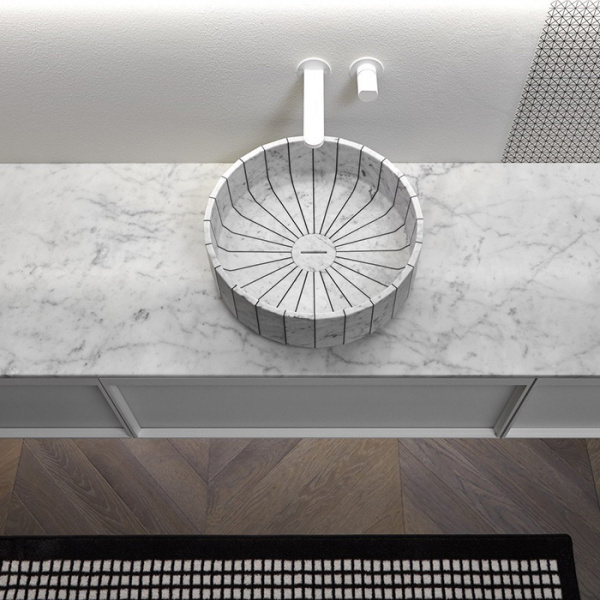 Antonio Lupi Bemade Комплект подвесной мебели с тумбами под раковину, двумя раковинами Carrara, зеркалом с подсветкой, 90 см, цвет: Bianco opaco