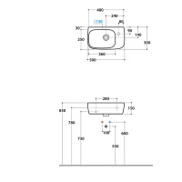 Globo Genesis Раковина 50х30х15 см, без отв., подвесная, цвет: белый