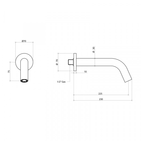 Излив для ванны из нержавеющей стали Bongio Time 2020, цвет: матовая сталь