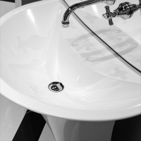 Devon&Devon Kalos Раковина 78.6х22.1х54.2 см, без отв., из WHITE TEC, с донным клапаном, с колонной, фурнитура хром, цвет: белый