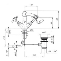 Nicolazzi Cristallo Liberty Смеситель для биде с поворотным изливом на 1 отверствие, излив: 127 мм, цвет: хром