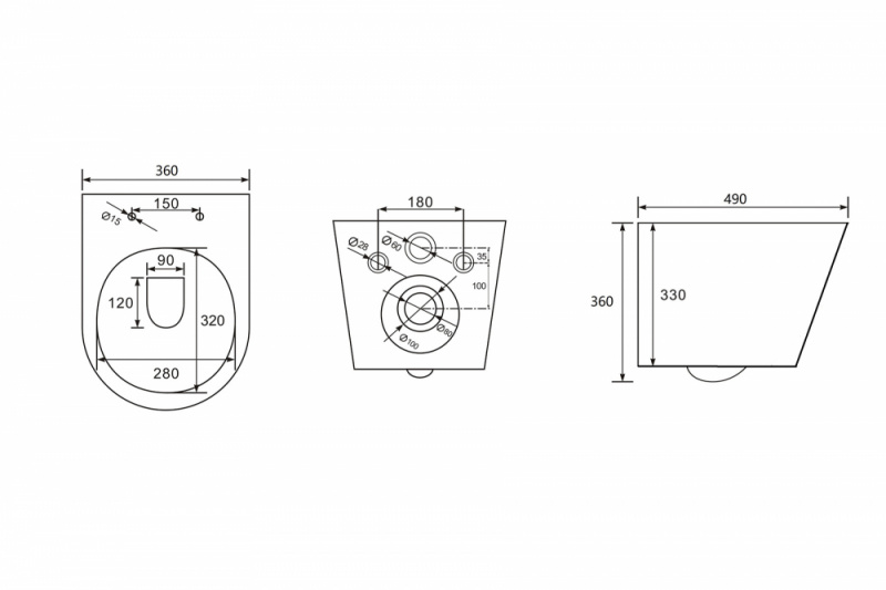 Унитаз ABBER Bequem AC1102MG подвесной серый матовый, безободковый