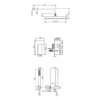 Carlo Frattini Wellness Душевой комплект с верх душем 200х200мм, наст держ 350мм, душ комплектом, смес встр на 2 источн, внутр часть, цвет: хром