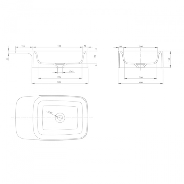 KNIEF Pride Раковина 67х40х15 см, без отв., цвет: белый матовый