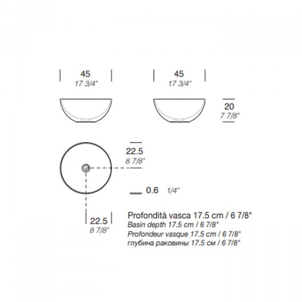 NOORTH milldue edition Раковина 45x20 см, без отв., накладная, цвет: белый