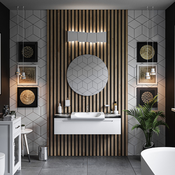 Kerasan Inka Project Раковина INKA 40x40x35,5 без отверстия под смеситель, цвет: белый с панелями