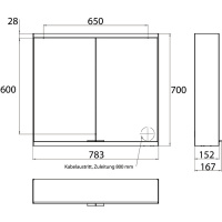 EMCO Prime2 Зеркальный шкаф 80xh70см с подсветкой, навесной,  2 двери, 2 полки, розетка, цвет: белый