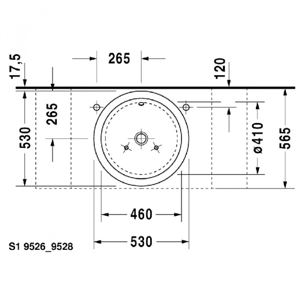 Duravit Раковина 53 см, без отв., с переливом, цвет: белый
