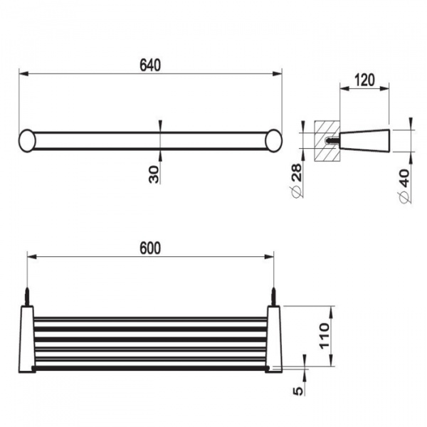 Gessi Cono Настенная полка 60 см, подвесная, цвет: хром
