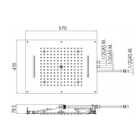 BOSSINI DREAM/3 Верхний душ 570 x 470 мм, с 4 LED RGB, 3 режима (дождь, каскад, водопад), блок питания/управления, Cromoterapia, цвет: хром
