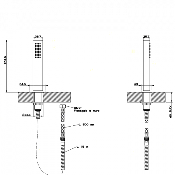 Gessi Ovale Держатель с убирающейся душевой лейкой, цвет: хром