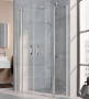 KERMI Pega Душевое ограждение в форме четверти круга 90х200см., серебро+прозрачное стекло+clean