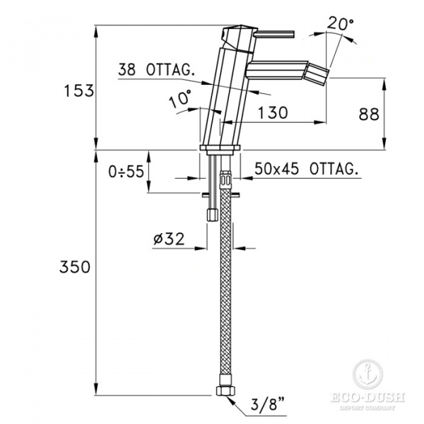 Stella Firenze Смеситель для биде на 1 отверстие 3602MC, цвет: хром