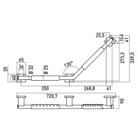EMCO System2 Поручень изогнутый, корпус черный, левый, 135°, подвесной, цвет: хром