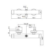 Gattoni Circle Two Смеситель для душа, термостатический, цвет: черный матовый