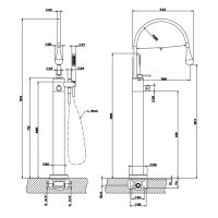 Gessi Внутренняя часть напольного термостатического смесителя для ванны