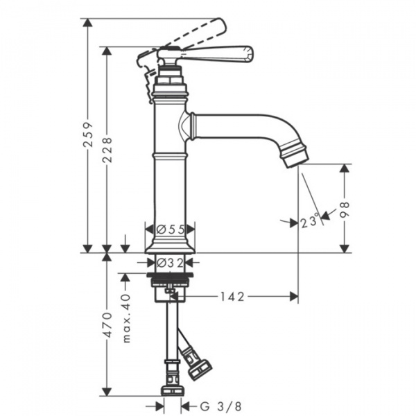 Axor Montreux Однорычажный смеситель для раковины, на 1 отв.  цвет: никель шлифованный