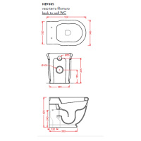 Artceram HERMITAGE Унитаз пристенный , выпуск в стену, белый, 36х55см (крепеж в комплекте, хром), сиденье на выбор