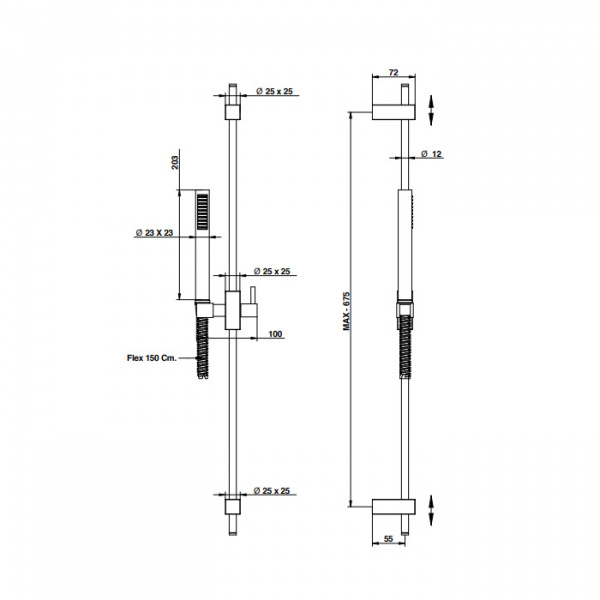 Bongio Душевая стойка с ручным душем 1500 мм, цвет: золото