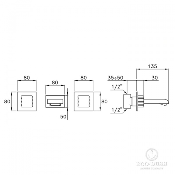 Stella Casanova Встраиваемый смеситель для ванны 3250, цвет: хром