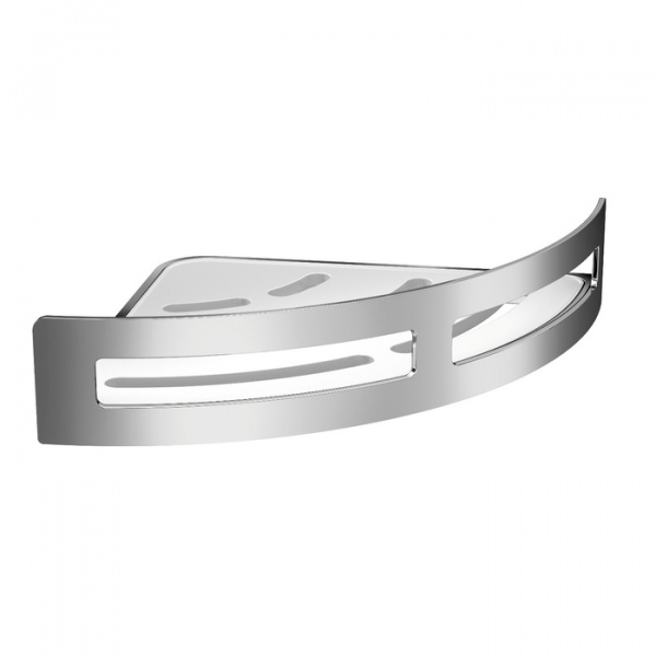 Emco System2 Полочка-решетка угловая, съемная белая вставка, 180x180x45мм, подвесной, цвет: хром