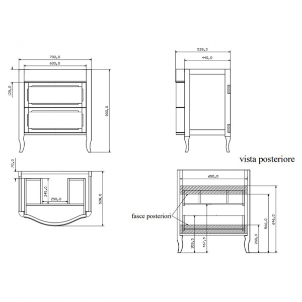 EBAN Rachele Комплект мебели со столешницей Boticino с 1 отв., 75см, Цвет: BIANCO PERLATO