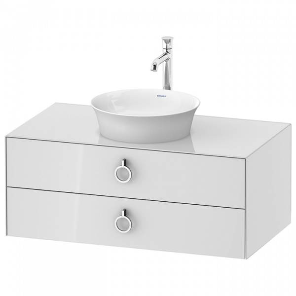 Duravit White Tulip Тумбочка подвесная 40.8x100x55 см, раковина, 2 ящика с ручкой, цвет: белый высокоглянцевый